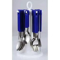 Elegante 24 Pcs Tablecraft Blue Stainless Steel &a; Plastic Cutlery Set, SL-118A-picture-22