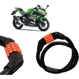 Auto Pearl Black &a; Orange 4 Digit Anti-Theft Combination Number Lock for Ninja 400-picture-30