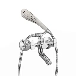 Oleanna MO-19WMTWC Metro Brass Silver Chrome Finish Telephonic Wall Mixer with Crutch &a; Hand Shower Set-picture-15