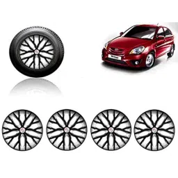 Auto Pearl 4 Pcs 14 inch ABS Black &a; Silver Press Type Fitting Car Wheel Cover Set for Hyundai Verna Transform-image-89