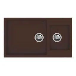 Uken Heavy Duty Quartz Kitchen Sink (34X20) With Accessories(34/20-Qr-Me-Ws-12) Brown-picture-1