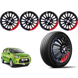 Auto Pearl 4 Pcs 12 inch Polypropylene Black &a; Red Press Type Car Wheel Cover Set with Retention Ring for Maruti Suzuki Alto 800 2019-picture-49