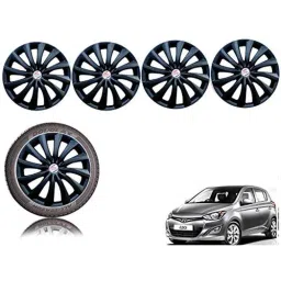 Auto Pearl 4 Pcs 14 inch ABS Black Press Type Hubcap Wheel Cover Set with Retention Ring for Hyundai I20Type2-image-75