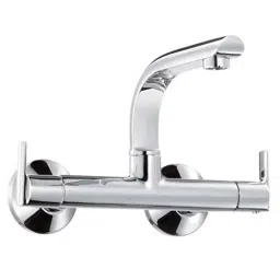 Aquieen Brass Hot &a; Cold Wall Mounted Sink Mixer with Adjustable Legs &a; Wall Flange-image-9