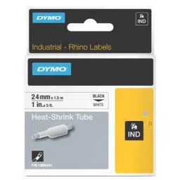 Dymo Rhino 24mmx1.5m Black on White Heat Shrink Tube Tape, 1805443-picture-27