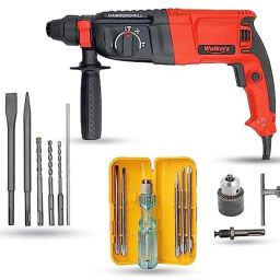 Walkers 1200W Forward &a; Reverse Rotation Hammer Impact Drill Machine with 5 Pcs SDS Plus Bit, Drill Chuck, SDS Adapter &a; 5 in 1 Screwdriver, WKCB394-11