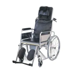 Karma Rainbow 8 Rexine &a; Mild Steel Chrome Reclining Wheelchair with Commode-33