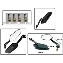 AOW Fancy Small 5 Edge Rear View Mirror for Bajaj Pulsar 180 DTS-i (Pack of 2)-0