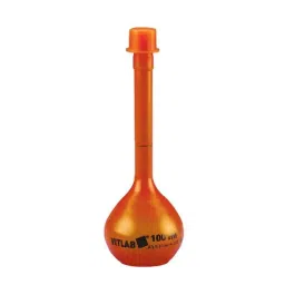 Tarsons 100ml Polymethylpentene Amber Volumetric Flask, 323140-17