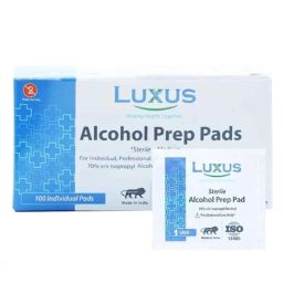 Luxus 100 Pcs 2 Ply Folded Sterile Alcohol Swabs Antiseptic Prep Wipes Pads Box, LX1005-11