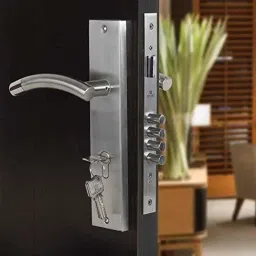 Saze 10 inch Stainless Steel Matt Finish Cylindrical Plate One Side Key Mortise Door Lock Handle Set with 3 Keys, MG-1101-image-94