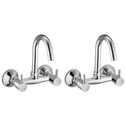 Drizzle Flora 2 Pcs Brass Chrome Finish Silver Sink Mixer Set, ASKMIXFLORA2-image-30