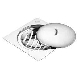 Ruhe Saturn 6x6 inch Stainless Steel Gloss Finish Square Flat Cut Floor Drain Classic Jali with Lid, 16-0509-80-picture-5