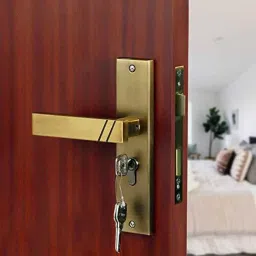 Saze Sierra 8 inch Stainless Steel Antique Brass Matt Finish Cylindrical Plate Mortise Door Lock Pull Handle Set with 3 Computer Keys-17