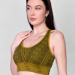 Flenzy Geometric Printed Full Coverage Workout Bra With All Day Comfort image 2