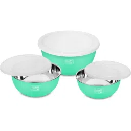 Classic Essentials CE-MSB-3 3 Pcs Stainless Steel Green &a; White Microwave Safe Mixing Bowl Set (Pack of 5)-picture-20