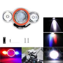 AllExtreme EXU12O1 U12 Silver Body Orange Angel Eye Red &a; Blue Strobe Angel Eye Waterproof Side Fog Light-31