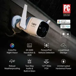 TP-Link Tapo C325WB 4MP 2K QHD Outdoor Smart WiFi Camera with IP66, Motion Detect, Color Night Vision, Cloud/SD Storage, Works with Alexa/Google Home image 2