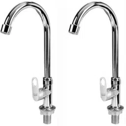 Spazio Oreo Stainless Steel Chrome Finish Swan Neck Basin Tap With Flange (Pack of 2)-picture-43