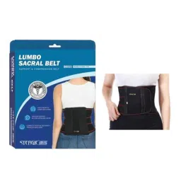 STERGIC IRIS Lumbo Black Waist &a; Lower Back Support Sacral Belt for Back Sprains, Size: M-37
