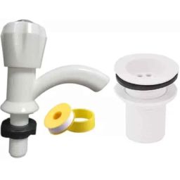 Senkiddpro PVC White Wall Mounted Pillar Tap with Waste Jali &a; Teflon Tape Combo-image-22