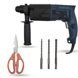 Hillgrove 750W Forward &a; Reverse Rotation Hammer Impact Drill Machine with 3 Bits &a; Scissior, HGCM1185-8