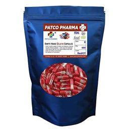 Patco Pharma 400-800mg Gelatine Red &a; Transparent Empty Capsule for Size 0 Capsule (Pack of 500)-41