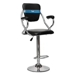 Teal 90kg Semi Aniline Leather &a; Mild Steel Black Fuji Bar Stool-picture-0