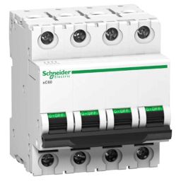 Schneider Electric Acti9 xC60 20A C-Curve Four Pole MCB, A9N4P20C, Breaking Capacity: 10 kA-34