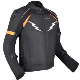 AllExtreme WILDFIRE Mesh Fabric Black &a; Neon Orange Bike Riding Jacket with Armour Protector for Back Elbows &a; Shoulders, Size: L-image-46