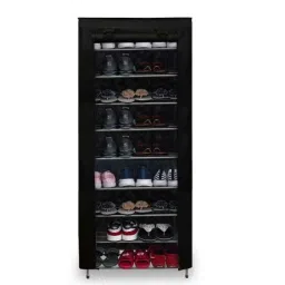 Philoshop 9 Shelves Metal Black Modular Shoe Rack with Non Woven Fabric Cover-20