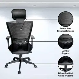 OOlive Elite OC199 Breathable Fabric Mesh Black Adjustable Height Executive Office Chair with Back Support, OCELHB0199 image 2