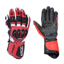 Biking Brotherhood Red Leather Racer Gloves, Size: XL-picture-32