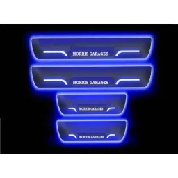Car Accessories Hub 4 Pcs Acrylic Black Sill Scuff Plate Set with Blue LED for Mercedes All Models image 2