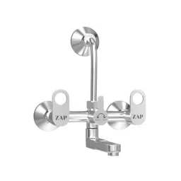 ZAP Geo Brass Chrome Finish Silver Wall Mounted 2 in 1 Wall Mixer with Provision of Overhead Shower &a; 360 Degree Swivel Bend-image-81