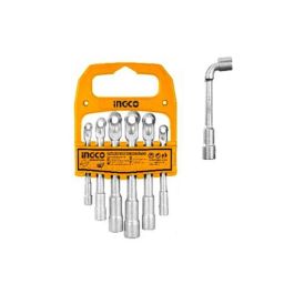 Ingco 6 Pcs CrV L-Angle Socket Wrench Set, LASWT0601-23