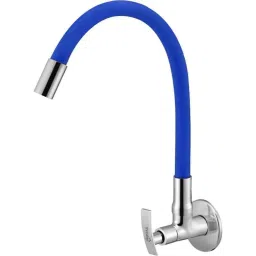 Prestige Passion Brass Chrome Finish Blue Flexible Sink Cock with Wall Flange-picture-13