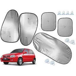 Auto Pearl 5 Pcs Polyester Black &a; Silver Window &a; Rear Sun Shade Set for Maruti Suzuki Zen-picture-45