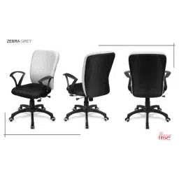 Rose Zebra Black &a; Grey Fabric Medium Back Revolving Office Chair image 5