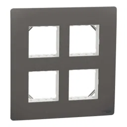 Schneider Electric Miluz Zeta Polycarbonate 8 Module Warm Grey Square Grid &a; Cover Frame, MZCP8MS_WG-43