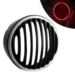 AllExtreme EXHLG1R 7 inch PVC Headlight Red Grill Cover with DRL LED Light-picture-33