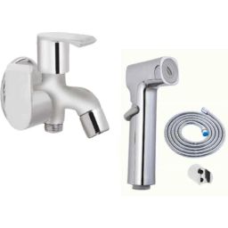 IRIS Waterfall Brass Chrome Finish 2 Way Bib Cock with Jazz Health Faucet-image-62