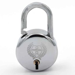 Harrison 40mm 4 Lever Mild Steel Bright Chrome Polished Finish Round Padlock with 3 Keys, J-6-0261 (Pack of 4) image 2