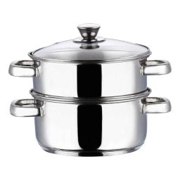 Vinod 20cm Stainless Steel Silver 2 Tier Steamer with Glass Lid, 2TS20-picture-38