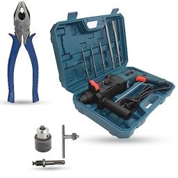 Walkers 1200W Forward &a; Reverse Rotation Hammer Impact Drill Machine with 5 Pcs SDS Plus Bit, Drill Chuck, SDS Adapter &a; 8 inch Plier, WKCB365-12