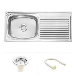 Ruhe 37x18x8 inch Stainless Steel 304 Glossy Finish Oval Single Bowl Kitchen Sink with Drainboard, 13-0205-01-picture-30