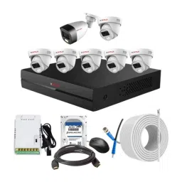 CP Plus 2.4MP Full Colour HD Audio Indoor &a; Outdoor CCTV Combo Kit with 8Ch DVR, 1 Bullet 6 Dome Camera, 8Ch SMPS, 70m Cable, 2TB HDD &a; Connector-56