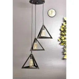 Tucasa Iron Three Level Triangle Shaped Pendent Light with Black Shade, HG-37-image-5