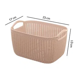 Kuber Industries Brown & Beige 2 Pieces Multipurpose Storage Basket With Handles| image 3