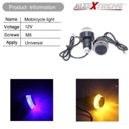 AllExtreme EXBYTL2P 2 Pcs 7/8 inch Yellow &a; Blue Handlebar Turn Signal LED End Plug Cap Blinker Indicator Set image 4